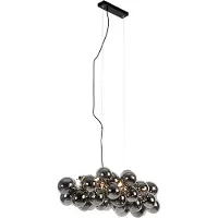 QAZQA Art Deco Hanglamp Zwart met Smoke Glas 8-Lichts - Uvas