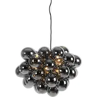 QAZQA Art Deco hanglamp zwart met smoke glas 8-lichts - Uvas