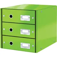 Leitz Wow Click & Store Ladekast Met 3 Laden - 81% Gerecycled Karton - Voor A4 Formaten - Ruimtebesparende Opberger - Groen