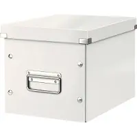 Leitz Wow Click & Store Kubus Middelgrote Opbergdoos - 80% Gerecycled Karton - 26 x 24 x 26 Cm (BxHxD) - Wit