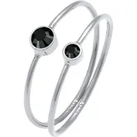 Elli - Elli Ringen Damesset van 2 ringen met Zwarte Kristallen van 925 Sterling Zilver
