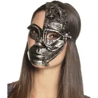 Boland halfmasker Radarpunk unisex zilver/grijs