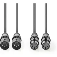 Nedis Gebalanceerde Audiokabel | 2x XLR 3-Pins Male naar 2x XLR 3-Pins Female | 0.5 m | 1 stuks - COTH15030GY05 COTH15030GY05