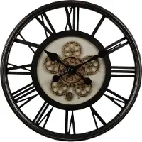 Coppens Wandklok ope uurwerk 54,5x7cm antic zwart |