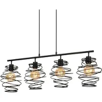 Briloner Leuchten SWIRL - hanglamp 4-lichts - hanglamp retro / vintage - Zwart Staal - 4x E27 - max. 60 Watt - zwart - 1110x210x1300mm (LxBxH)