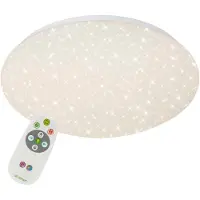 Briloner LED plafondlamp, dimbaar, 15W, 1300 lm, 3000-6500 K, diameter 29,3 cm, wit, inclusief infrarood afstandsbediening en sterrenprojector
