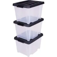 Iris Handybox Opbergbox - 30L - Kunststof - Transparant/Zwart - Set van 3