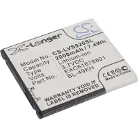 123accu LG BL-49KH / EAC61678801 accu (2000 mAh, huismerk)