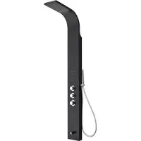 Creavit Douchepaneel Amaro 160x20x7cm Mat Zwart Thermostaatkraan Regendouche Massagejets Onderuitloop