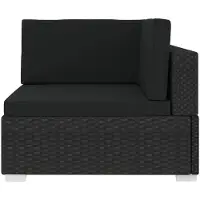 vidaXL Hoekbank 1 st met kussens poly rattan zwart