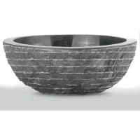 Teakea Oblique opbouwwaskom marmer rond Ø40 x 21 cm zwart