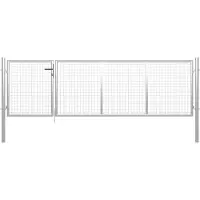 vidaXL Poort 350x100 cm staal zilverkleurig