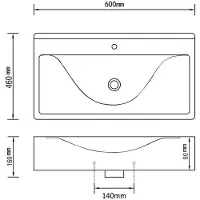 vidaXL Wastafel met kraangat rechthoekig 60x46 cm keramiek zwart