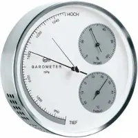 Barigo 351 weerstation analoog/mat verchroomd (baro-, thermo-, hygrometer)