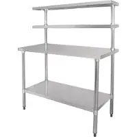 Vogue RVS werktafel met wandplanken 180cm