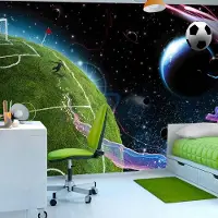 Karo-art Fotobehang - Space match, voetbal