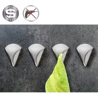 TATKRAFT Zelfklevende Handdoekhouder Haakjes Set - Wand Ophang Haak Zelfklevend -Handdoekklem Keuken Ophanghaak Zonder Boren - Wand Theedoek / Handdoek Klem Houder - RVS - Set Van 4 Stuks - EVA