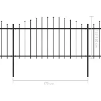 vidaXL Tuinhek met speerpunt staal 337x150 cm zwart