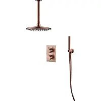 Saniclear Copper inbouw regendouche met plafondarm en 30cm hoofddouche geborsteld koper
