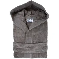 The One Towelling Velours Badjas Taupe Capuchon - S/M