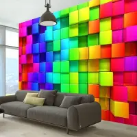 Karo-art Fotobehang - Kleurige kubussen