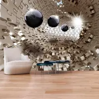 Karo-art Fotobehang - Gouden puzzel