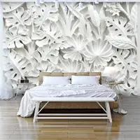 Karo-art Fotobehang - Witte tuin, Wit