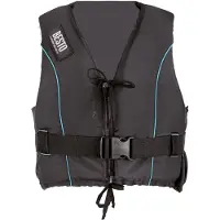 Besto Dinghy Zipper zwemvest zwart met aqua bies