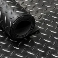Ivol Rubbermat op rol Diamant motief zwart 3 mm breedte 200 cm - Per strekkende meter - Rubber loper