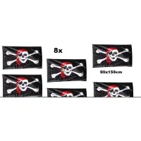 Thema party 8x Piratenvlag kleur 90x150cm