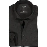 Olymp Level 5 Five overhemd gemêleerd Body Fit grijs jersey
