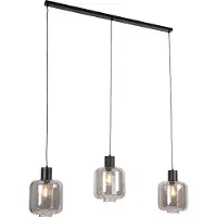 QAZQA Design hanglamp zwart met smoke glas 3-lichts 161,5 cm - Qara