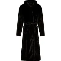 Badrock Badjas fleece - zwarte badjas met capuchon - flanel fleece badjas unisex -