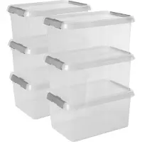 Sunware - Comfort line opbergbox set van 6 - 6L transparant metaal - 30,7 x 20 x 14,3 cm