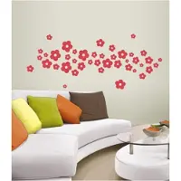 Coart By Artikel Muursticker Bloemetjes - zelfklevend velours - 42 stuks - Rood