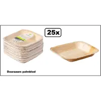 Themaparty 25x Bordje duurzaam palmblad 17x17cm.