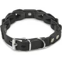 Beeztees Tweedekans - Beeztees leren halsband Connex. Zwart. 45 cm x 20 mm.