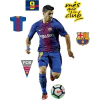 FC Barcelona Muursticker Voetbalspeler Suarez - FC Barcelona - Kinderkamer - 55 cm hoog