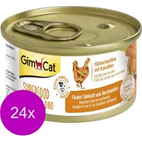 GimCat Superfood Shinycat Duo 70 g - Kattenvoer - 24 x Kipfilet&Wortel