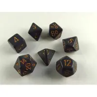 Chessex dobbelstenen set, 7 polydice, Opaque dark grey w/copper