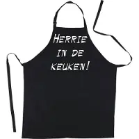 Kariban Mijncadeautje Schort HERRIE IN DE KEUKEN! - Mooie - grappige - leuke Keukenschort - Zwart