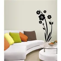 Coart By Artikel Coart Muursticker Bloemen Horizon – zwart – zelfklevend velours – 68 x 133 cm
