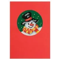 Vervaco borduurpakket 12.105 kerstkaart, sneeuwpop (incl. p.p. kaart en enveloppe)