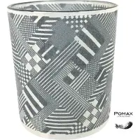 Pomax - NVY Collage - Waxinelicht - Windlicht - glas - Grijs - Zwart - D 8,8 x H 10 cm - 3 Stuks