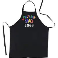 Kariban Mijncadeautje - Schort - World's Best Dad - geboortejaar -mooie en exclusieve keuken- of barbecueschort - 100% katoen - zwart
