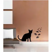 Coart By Artikel Coart Muursticker Katje - 32 x 39 cm - velours - zwart