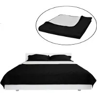 vidaXL Bedsprei gewatteerd dubbelzijdig 220x240 cm zwart/wit