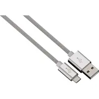 Hama Alunylon synchrokabel micro-USB-USB 0.5m zilver