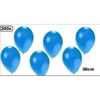 Thema party 200x Kwaliteitsballon metallic blauw 36cm