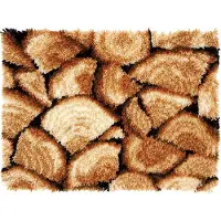 Vervaco - Knooptapijt kit - Houtblokken - PN-0157818 - Borduren - Borduurpakket - Borduurpakket volwassenen - Borduurpakket kind